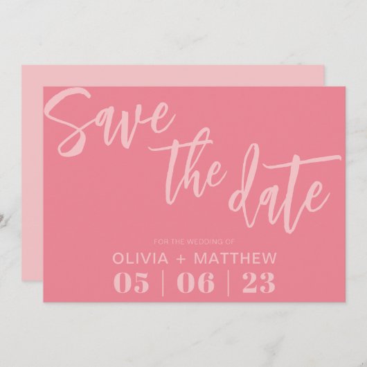 Modern rosa save the date (Vorne/Hinten)
