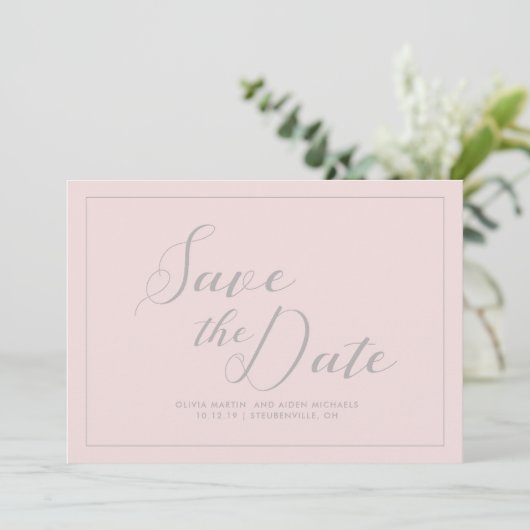 Modern rosa Save the Date (Stehend Vorderseite)