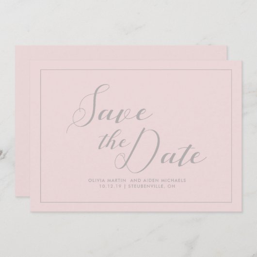 Modern rosa Save the Date (Vorne/Hinten)