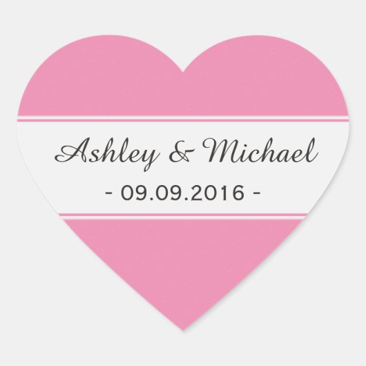 Modern rosa Save the Date Herz-Aufkleber (Vorderseite)