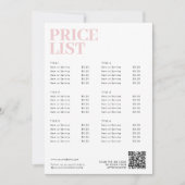 Modern rosa Schönheitspreisliste Menü Kleine Unter (Vorderseite)