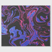 Modern rosa Schwarz Blau Glitzer Marmormuster Geschenkpapier (Flach)