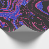 Modern rosa Schwarz Blau Glitzer Marmormuster Geschenkpapier (Ecke)