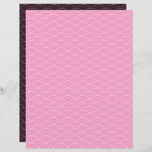 Modern rosa Schwarz Japanisch Wave Scrapbook Paper