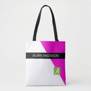 Modern Rosa Schwarz Monogramm Tasche