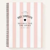 Modern rosa Streifen Brautparty Geschenkrebs Rezep Notizblock (Vorderseite)