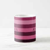 Modern rosa Streifen Muster Name Kaffeetasse (Mittel)
