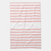 Modern rosa Streifenmuster Name Geschirrtuch (Vertikal)