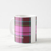 Modern rosa Tartan personalisiert Kaffeetasse (Vorderseite Links)