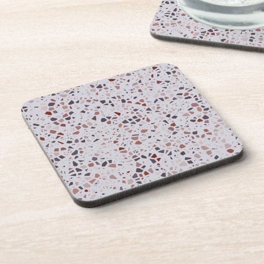 Modern rosa Terrazzo Print Pattern Getränkeuntersetzer (Linke Seite)