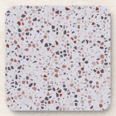 Modern rosa Terrazzo Print Pattern Getränkeuntersetzer (Vorderseite)