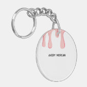 Modern rosa Tropfen Name Schlüsselanhänger (Vorderseite links)