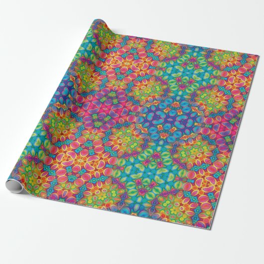 Modern rosa Türkis Lila Kaleidoskop Geschenkpapier (Ungerollt)