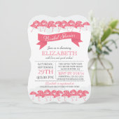 Modern rosa Umbrella Brautparty Einladung (Stehend Vorderseite)