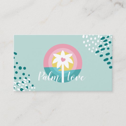 Modern rosa und Aquamarines tropisches Palmenbaum- Visitenkarte (Vorderseite)