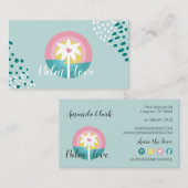 Modern rosa und Aquamarines tropisches Palmenbaum- Visitenkarte (Vorne/Hinten)