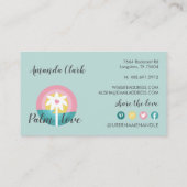 Modern rosa und Aquamarines tropisches Palmenbaum- Visitenkarte (Rückseite)