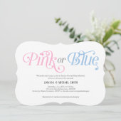 Modern, rosa und blau, Junge oder Mädchen, Gender  Einladung (Stehend Vorderseite)