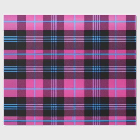 Modern rosa und blau Kariert Geschenkpapier (Flach)