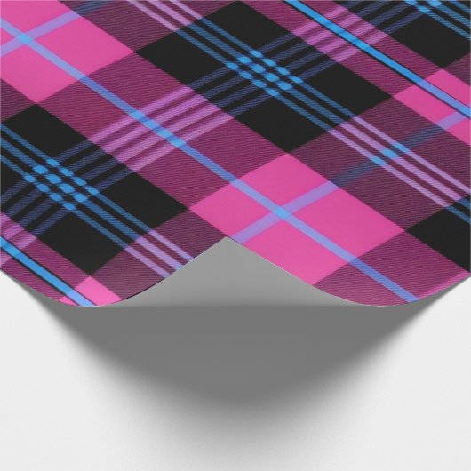 Modern rosa und blau Kariert Geschenkpapier (Ecke)