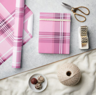 Modern rosa und blau Kariert Geschenkpapier