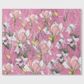 Modern rosa und grün-botanisches Muster Geschenkpapier (Flach)