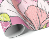 Modern rosa und grün-botanisches Muster Geschenkpapier (Rolleneckpunkt)