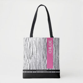 Modern rosa und schwarz Personalisiert Tasche