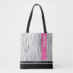 Modern rosa und schwarz Personalisiert Tasche