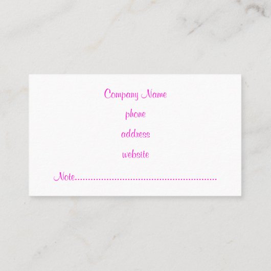 Modern rosa Visitenkarte (Rückseite)