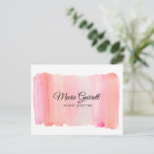 Modern rosa Wasserfarbe Pinke Stroke Marketing Postkarte (Stehend Vorderseite)