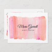 Modern rosa Wasserfarbe Pinke Stroke Marketing Postkarte (Vorne/Hinten)