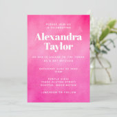 Modern rosa Wasserfarbe Trendy Chic Bat Mitzvah Einladung (Stehend Vorderseite)