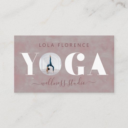 Modern rosa Wasserfarbe YOGA Overlay Benutzerdefin Visitenkarte (Vorderseite)