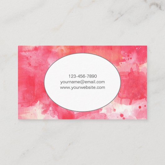 Modern rosa Watercolor Abstrakt Visitenkarte (Rückseite)