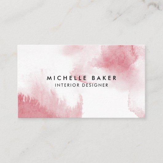 Modern rosa Watercolor Visitenkarte (Vorderseite)