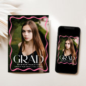 Modern rosa Wavy Frame Grad 2 Foto Abschluss Ankündigung
