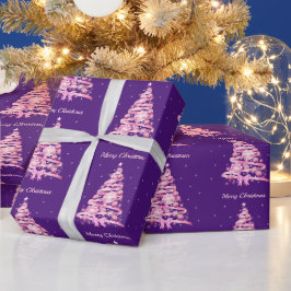 Modern rosa Weihnachtsbaum Geschenkpapier