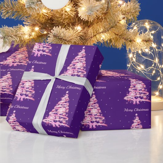 Modern rosa Weihnachtsbaum Geschenkpapier (Feiertage)