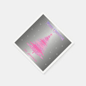 Modern rosa Weihnachtsbaum Individuelle Name Silbe Serviette (Ecke)