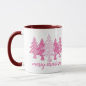 Modern rosa Weihnachtsbaum Muster Name Kaffee Tasse (Links)