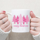 Modern rosa Weihnachtsbaum Muster Name Kaffee Tasse