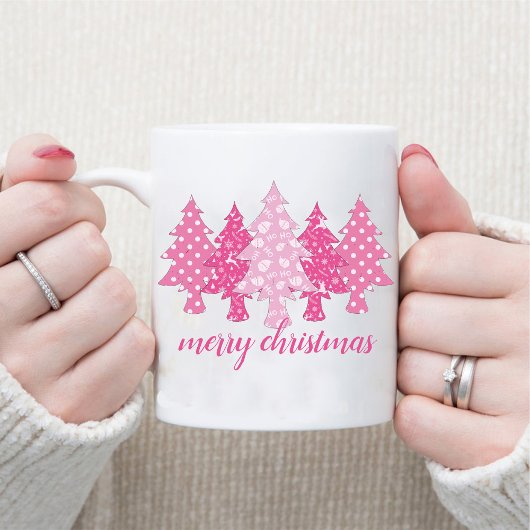 Modern rosa Weihnachtsbaum Muster Name Kaffee Tasse