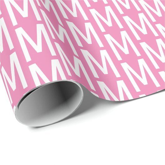 Modern rosa-weiß, kundenspezifische Monogramm-Anfa Geschenkpapier (Rolleneckpunkt)