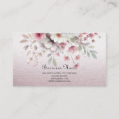 Modern rosa, weiße, florale Visitenkarte (Rückseite)