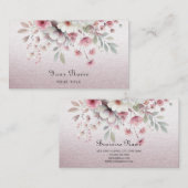 Modern rosa, weiße, florale Visitenkarte (Vorne/Hinten)