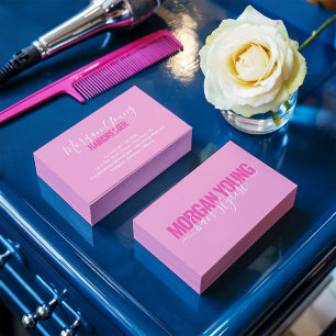 Modern rosa-weiße Haarstylist-Signatur Visitenkarte