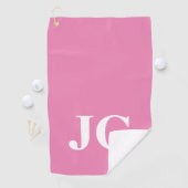Modern rosa-weiße Monogramm-Initialen Golfhandtuch (Insitu)