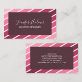 Modern rosa, weiße Streifen Visitenkarte (Vorne/Hinten)