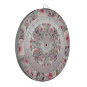 Modern rosa, weißes, florales Dartboard Dartscheibe (Vorderseite Links)